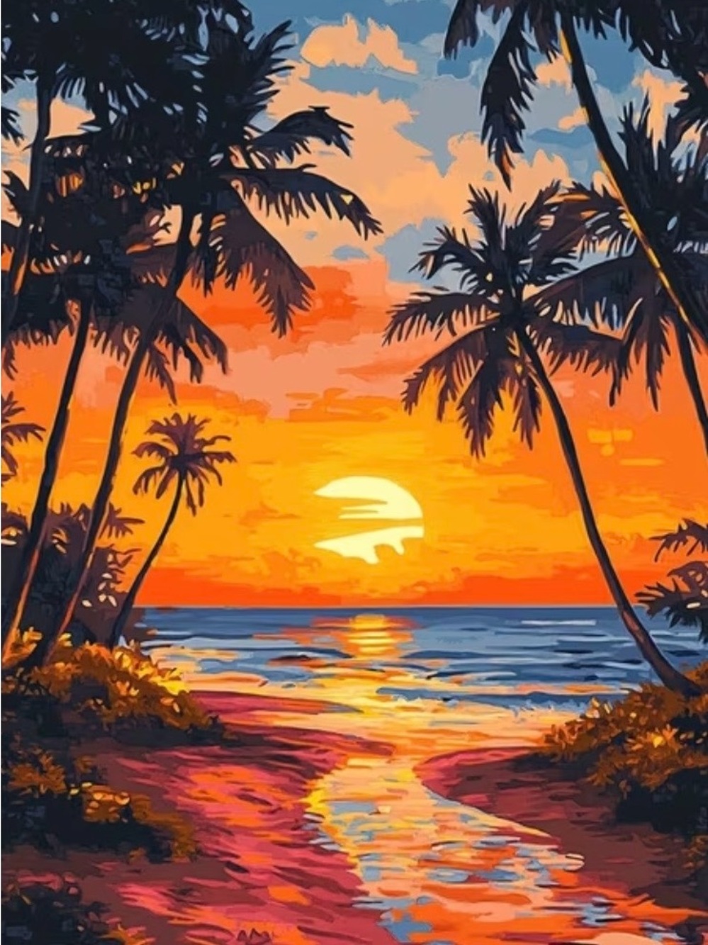 Tropical Sunset Beach Printed Wall Art 15.7x23.6inch(40x60cm)